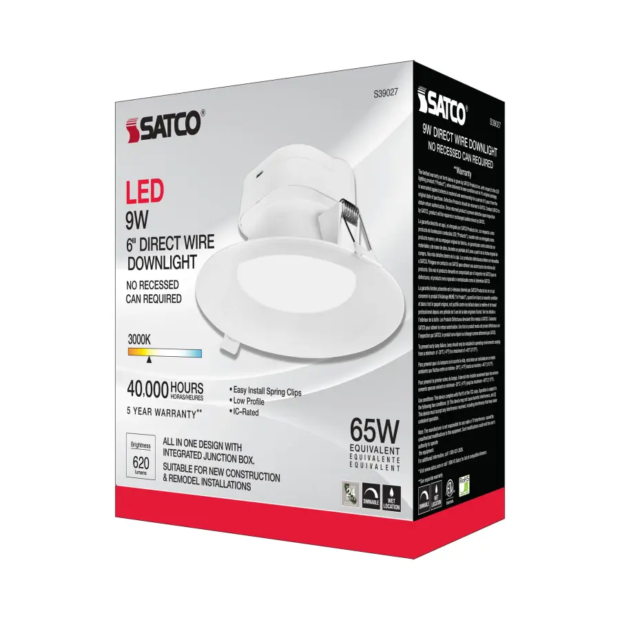9 watt LED Direct Wire Downlight - 5-6 inch - 3000K - 120 volt - Dimmable - Image 12