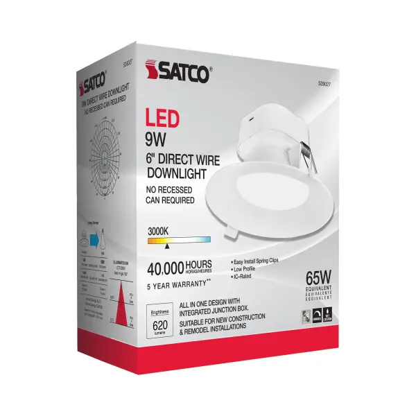 9 watt LED Direct Wire Downlight - 5-6 inch - 3000K - 120 volt - Dimmable - Image 13