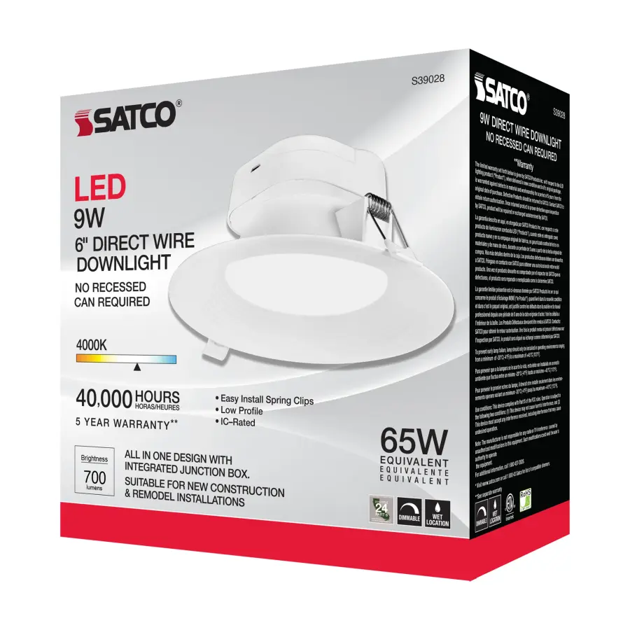 9 watt LED Direct Wire Downlight - 5-6 inch - 4000K - 120 volt - Dimmable - Image 12