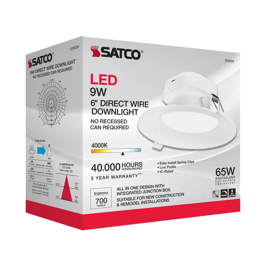 9 watt LED Direct Wire Downlight - 5-6 inch - 4000K - 120 volt - Dimmable - Image 13