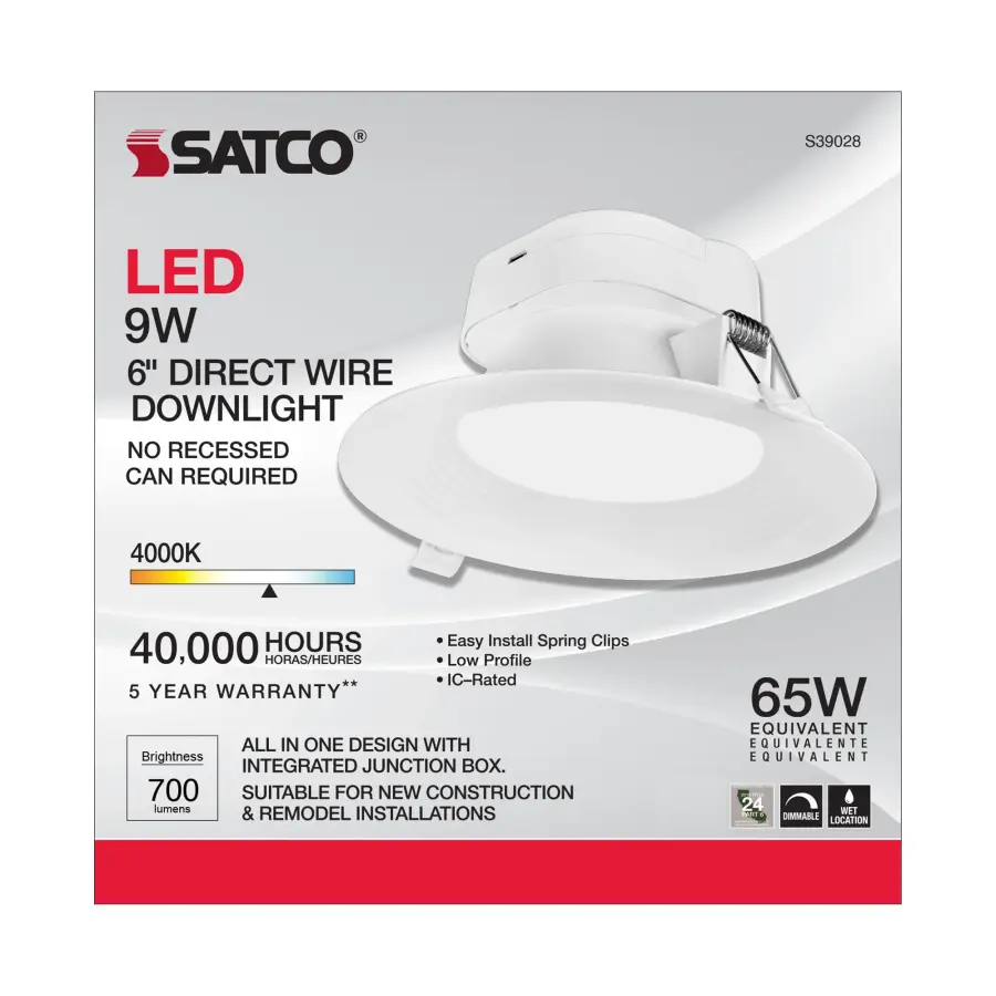 9 watt LED Direct Wire Downlight - 5-6 inch - 4000K - 120 volt - Dimmable - Image 8