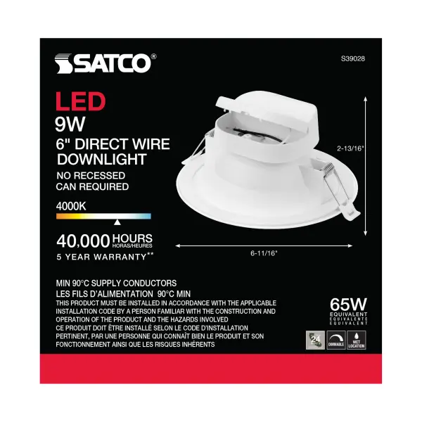 9 watt LED Direct Wire Downlight - 5-6 inch - 4000K - 120 volt - Dimmable - Image 9