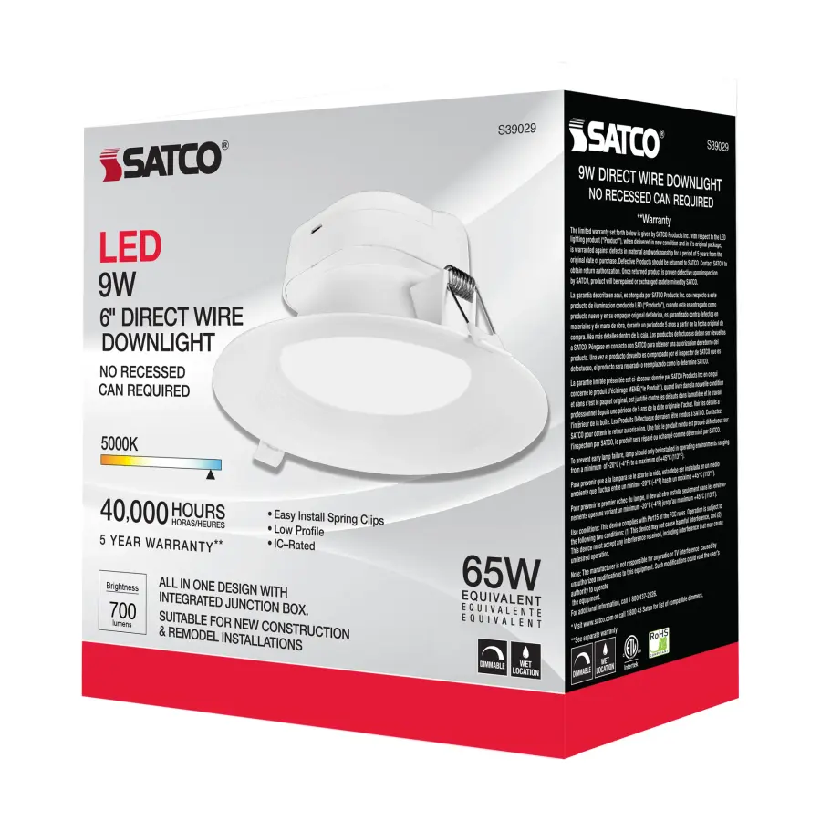 9 watt LED Direct Wire Downlight - 5-6 inch - 5000K - 120 volt - Dimmable - Image 12