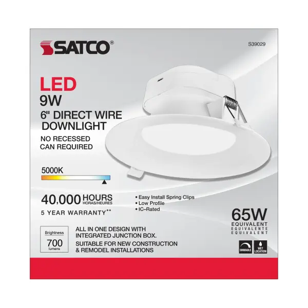 9 watt LED Direct Wire Downlight - 5-6 inch - 5000K - 120 volt - Dimmable - Image 8