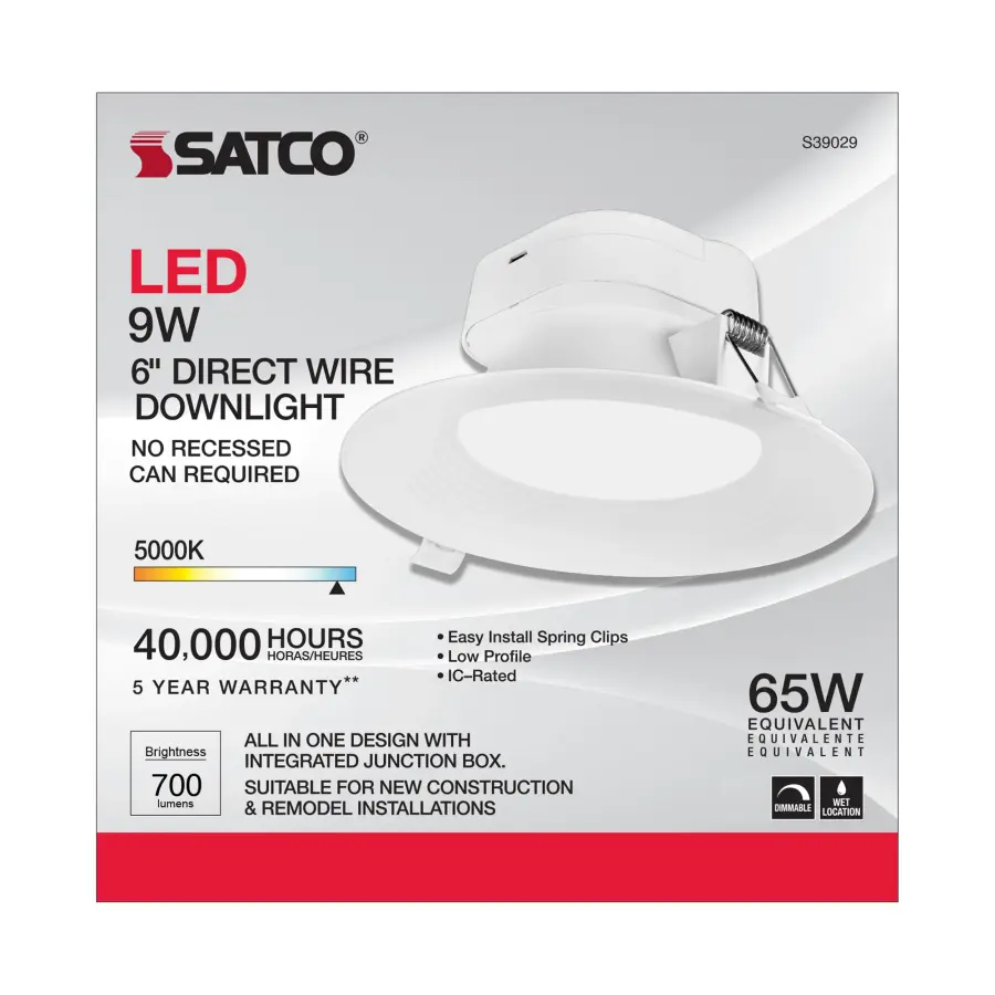 9 watt LED Direct Wire Downlight - 5-6 inch - 5000K - 120 volt - Dimmable - Image 8
