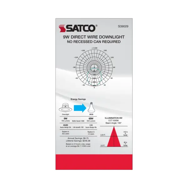 9 watt LED Direct Wire Downlight - 5-6 inch - 5000K - 120 volt - Dimmable - Image 10