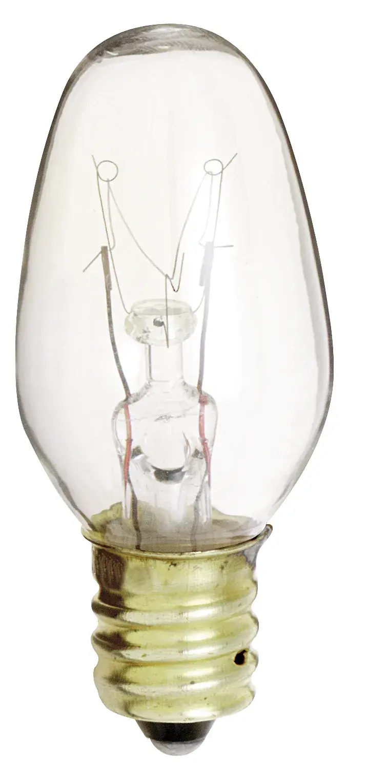 10 Watt C7 Incandescent - Clear - 2500 Average rated hours - 60 Lumens - Candelabra base - 130 Volt - Image 1