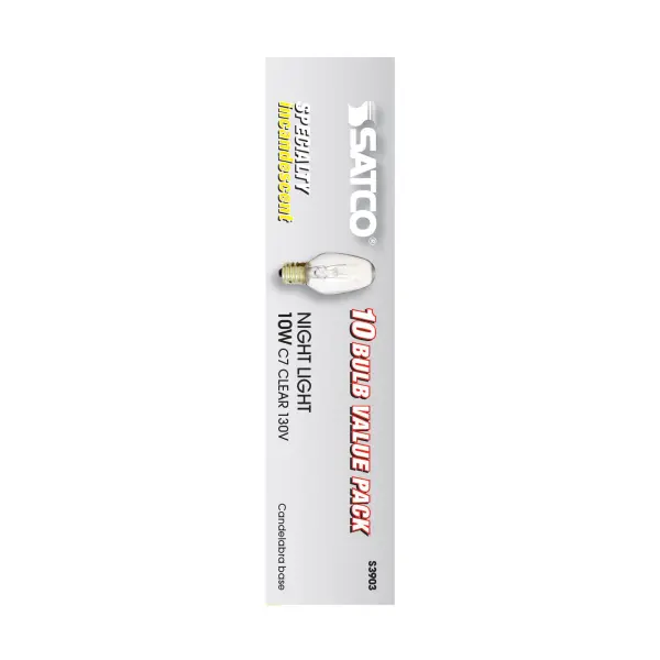 10 Watt C7 Incandescent - Clear - 2500 Average rated hours - 60 Lumens - Candelabra base - 130 Volt - Image 4