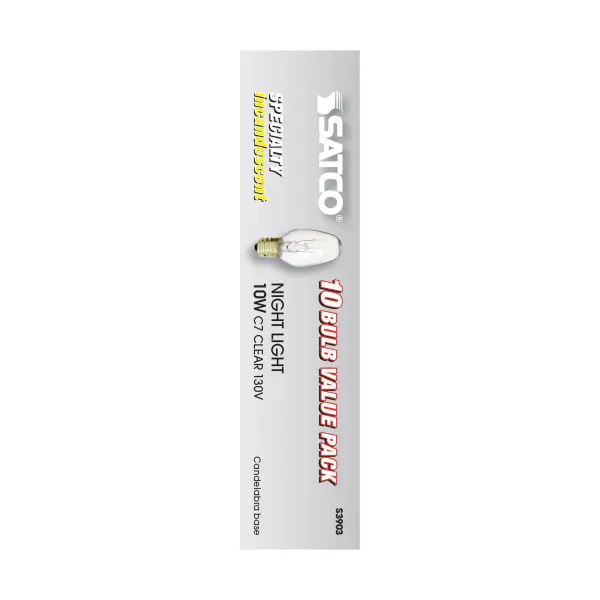 10 Watt C7 Incandescent - Clear - 2500 Average rated hours - 60 Lumens - Candelabra base - 130 Volt - Image 5