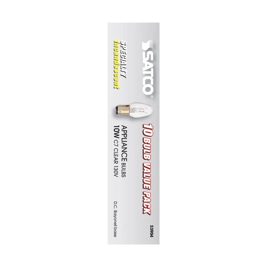 10 Watt C7 Incandescent - Clear - 2500 Average rated hours - 60 Lumens - DC Bay base - 130 Volt - Image 4