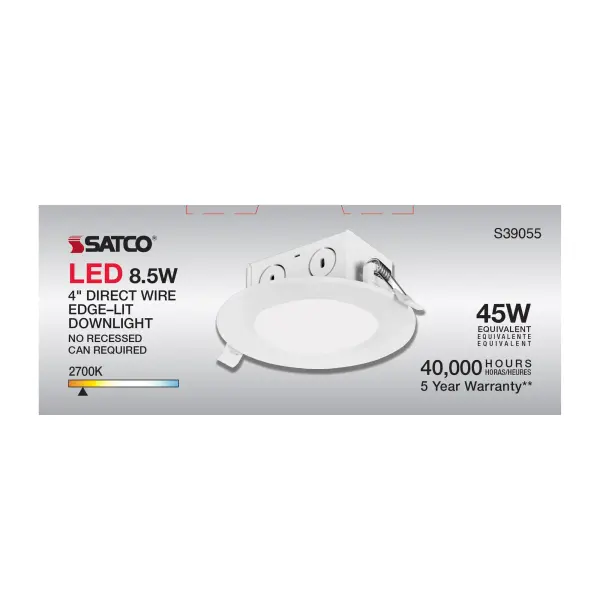 8.5 watt LED Direct Wire Downlight - Edge-lit - 4 inch - 2700K - 120 volt - Dimmable - Image 9