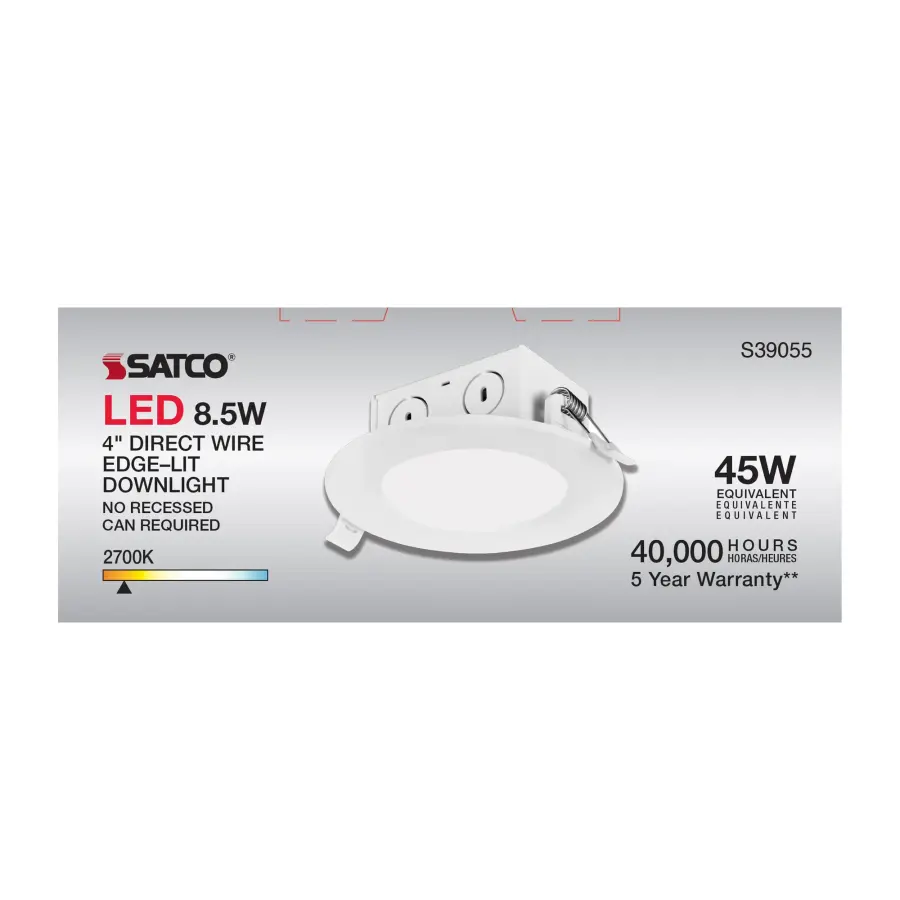 8.5 watt LED Direct Wire Downlight - Edge-lit - 4 inch - 2700K - 120 volt - Dimmable - Image 9