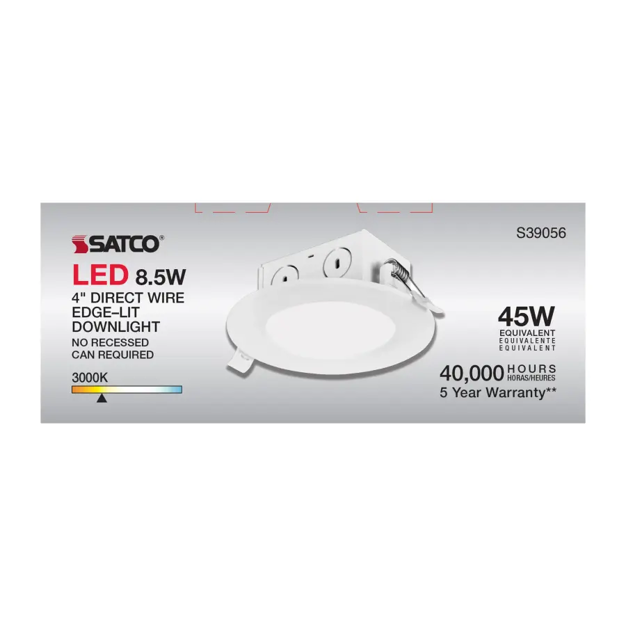 8.5 watt LED Direct Wire Downlight - Edge-lit - 4 inch - 3000K - 120 volt - Dimmable - Image 7