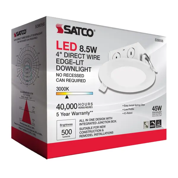 8.5 watt LED Direct Wire Downlight - Edge-lit - 4 inch - 3000K - 120 volt - Dimmable - Image 8
