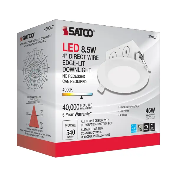 8.5 watt LED Direct Wire Downlight - Edge-lit - 4 inch - 4000K - 120 volt - Dimmable - Image 6