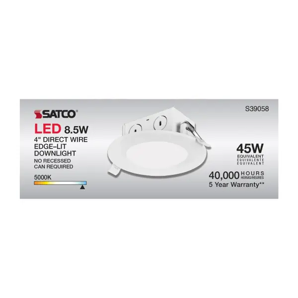 8.5 watt LED Direct Wire Downlight - Edge-lit - 4 inch - 5000K - 120 volt - Dimmable - Image 9
