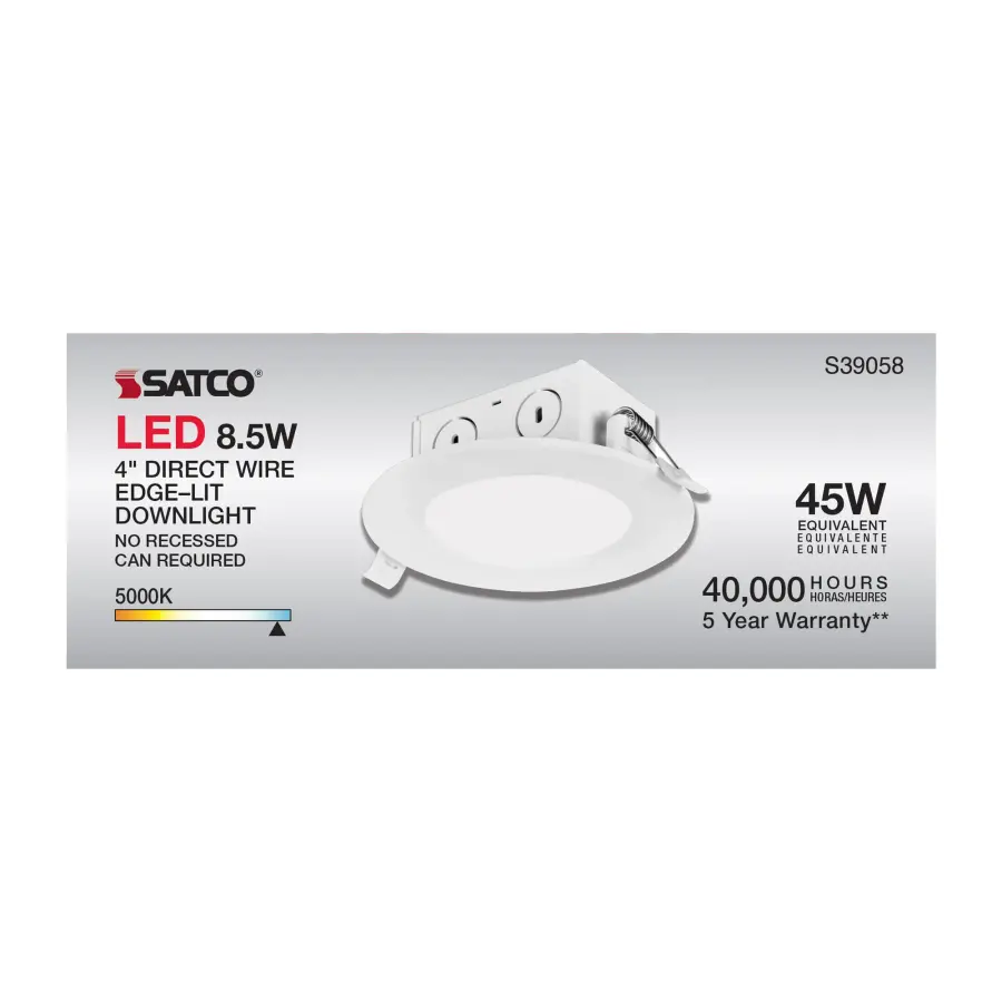 8.5 watt LED Direct Wire Downlight - Edge-lit - 4 inch - 5000K - 120 volt - Dimmable - Image 9