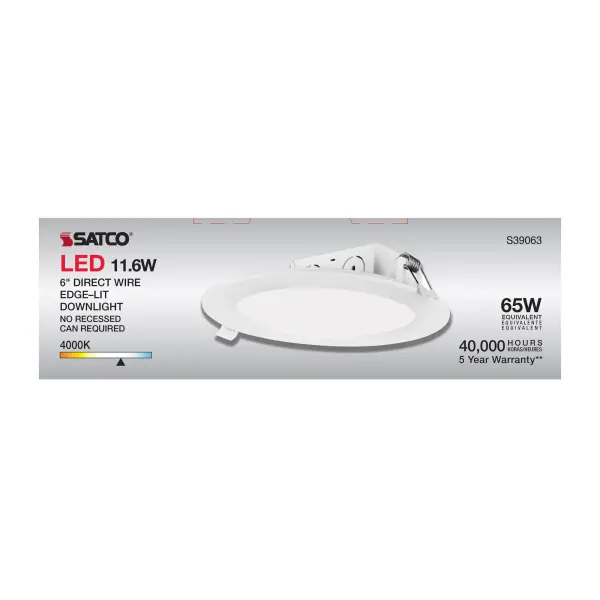 11.6 watt LED Direct Wire Downlight - Edge-lit - 5-6 inch - 4000K - 120 volt - Dimmable - Image 14