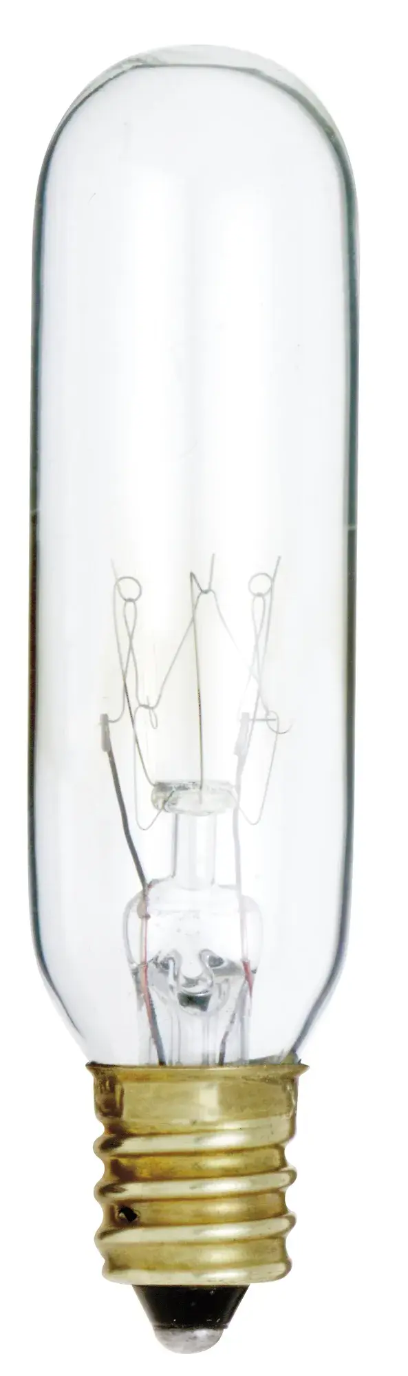 15 Watt T6 Incandescent - Clear - 2500 Average rated hours - 95 Lumens - Candelabra base - 130 Volt