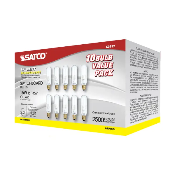 15 Watt T6 Incandescent - Clear - 2000 Average rated hours - 90 Lumens - Candelabra base - 145 Volt - Image 6
