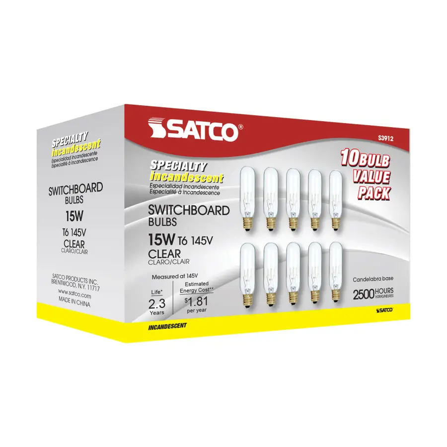 15 Watt T6 Incandescent - Clear - 2000 Average rated hours - 90 Lumens - Candelabra base - 145 Volt - Image 7