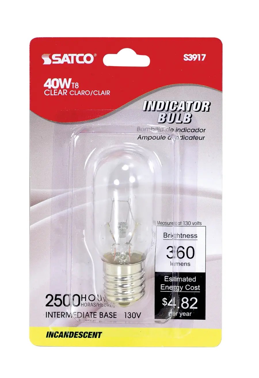 40 Watt T8 Incandescent - Clear - 2000 Average rated hours - 360 Lumens - Intermediate base - 130 Volt - Carded - Image 2