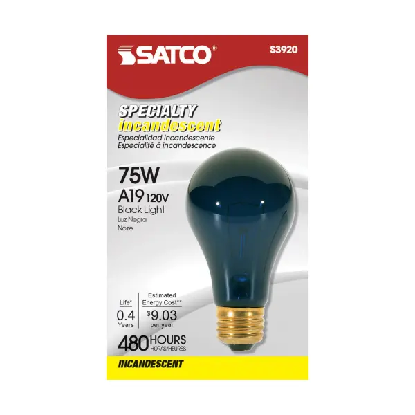 75 Watt A19 Incandescent - Black - 480 Average rated hours - Medium base - 120 Volt - alternate view