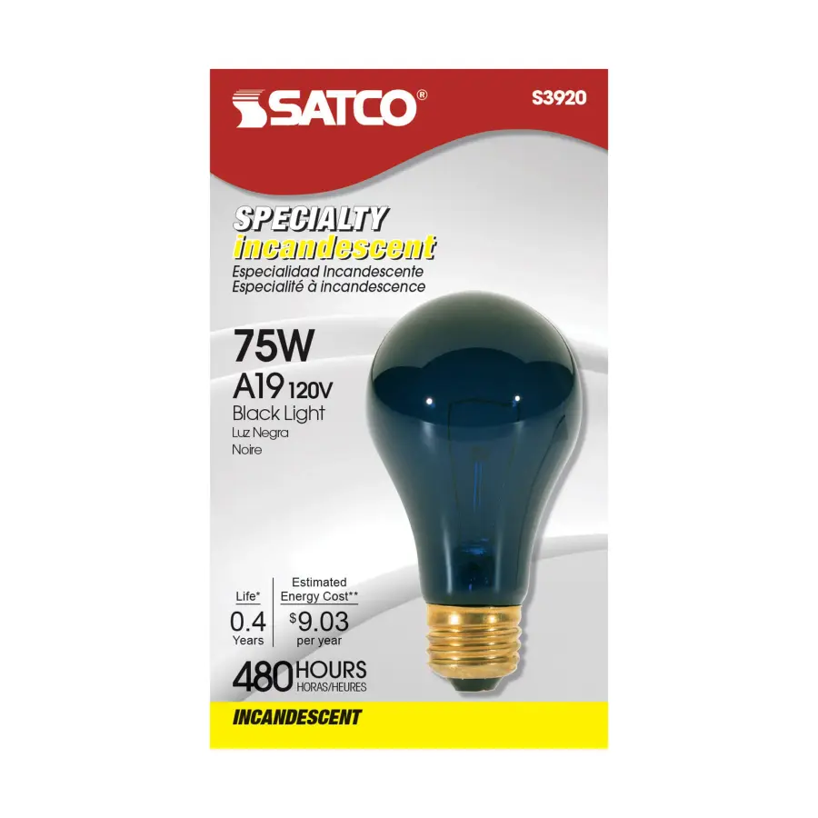 75 Watt A19 Incandescent - Black - 480 Average rated hours - Medium base - 120 Volt - Image 2