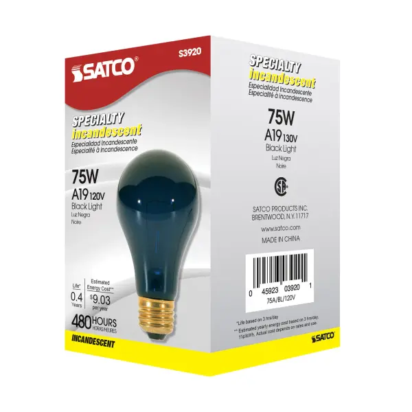 75 Watt A19 Incandescent - Black - 480 Average rated hours - Medium base - 120 Volt - Image 6