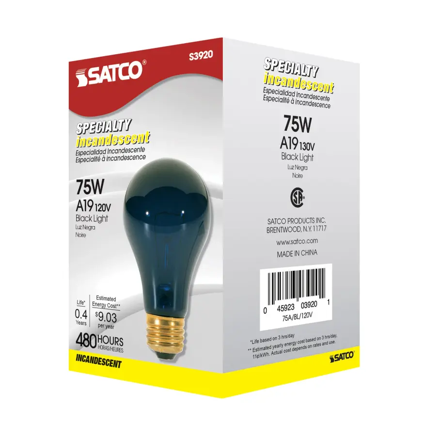 75 Watt A19 Incandescent - Black - 480 Average rated hours - Medium base - 120 Volt - Image 6