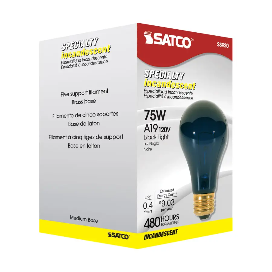 75 Watt A19 Incandescent - Black - 480 Average rated hours - Medium base - 120 Volt - Image 7