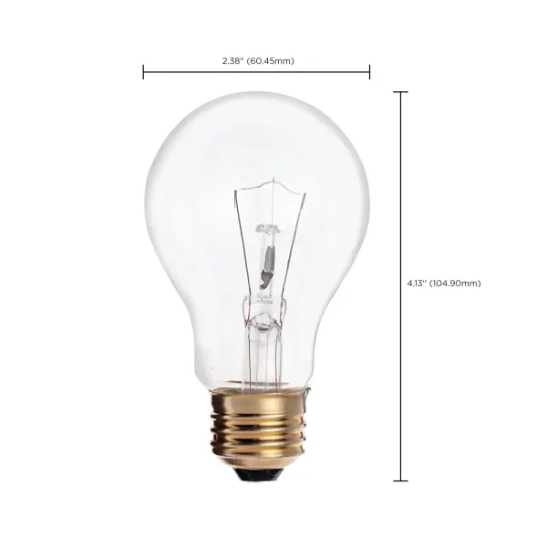25 Watt A19 Incandescent - Clear - 2500 Average rated hours - 170 Lumens - Medium base - 130 Volt - 2/Pack - Image 6