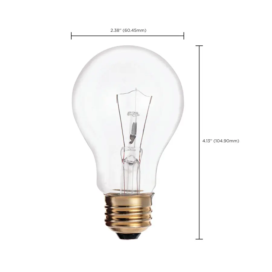 25 Watt A19 Incandescent - Clear - 2500 Average rated hours - 170 Lumens - Medium base - 130 Volt - 2/Pack - Image 6