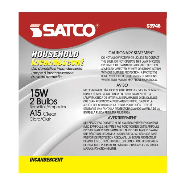 15 Watt A15 Incandescent - Clear - 2500 Average rated hours - 100 Lumens - Medium base - 130 Volt - 2/Pack - Image 4