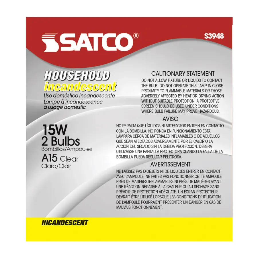 15 Watt A15 Incandescent - Clear - 2500 Average rated hours - 100 Lumens - Medium base - 130 Volt - 2/Pack - Image 4