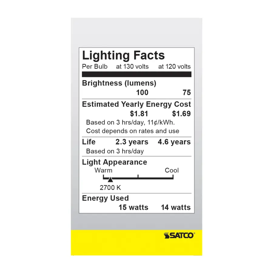 15 Watt A15 Incandescent - Clear - 2500 Average rated hours - 100 Lumens - Medium base - 130 Volt - 2/Pack - Image 6