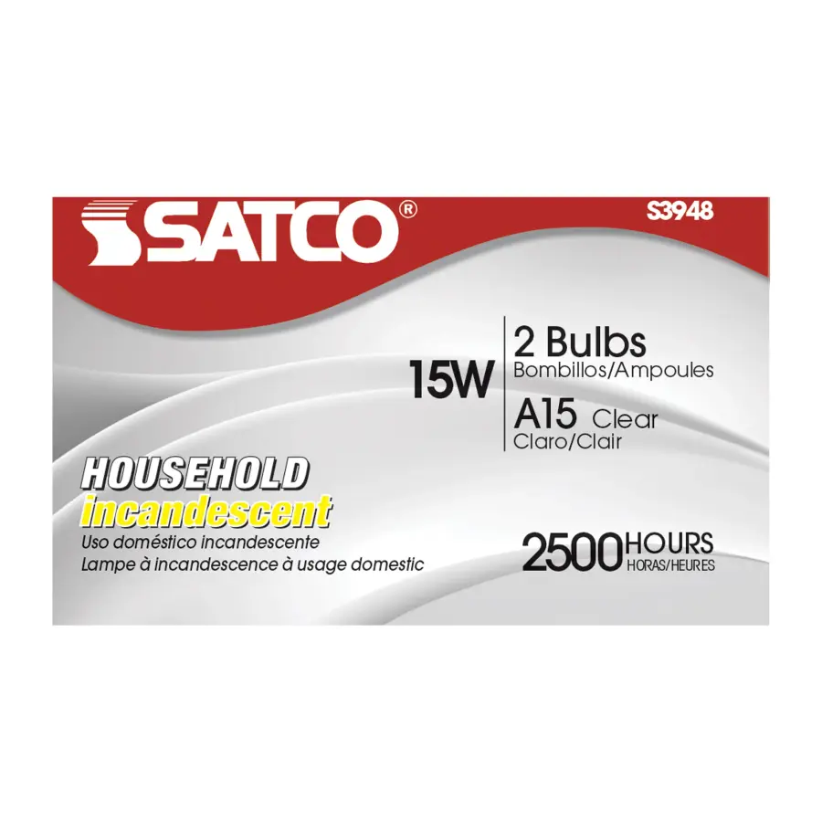 15 Watt A15 Incandescent - Clear - 2500 Average rated hours - 100 Lumens - Medium base - 130 Volt - 2/Pack - Image 7