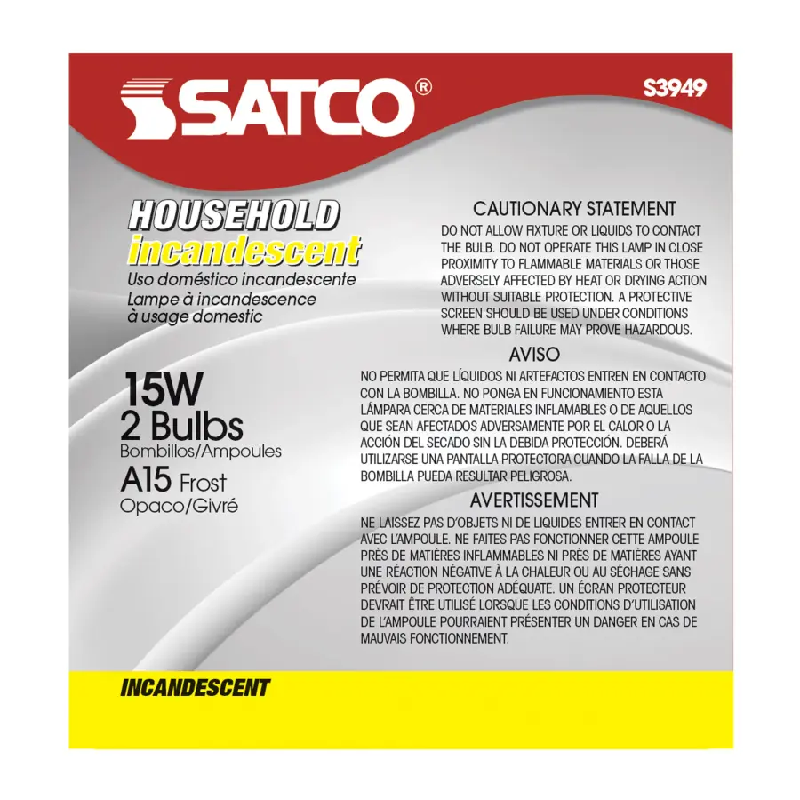 15 Watt A15 Incandescent - Frost - 2500 Average rated hours - 100 Lumens - Medium base - 130 Volt - 2/Pack - Image 3