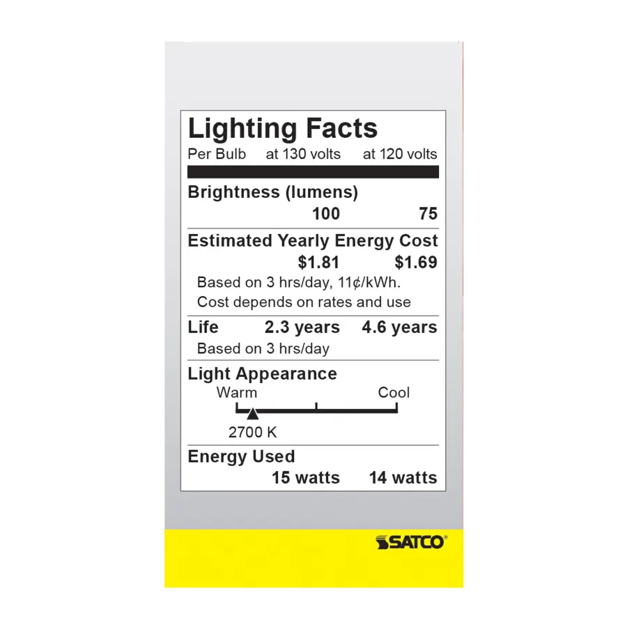 15 Watt A15 Incandescent - Frost - 2500 Average rated hours - 100 Lumens - Medium base - 130 Volt - 2/Pack - Image 5