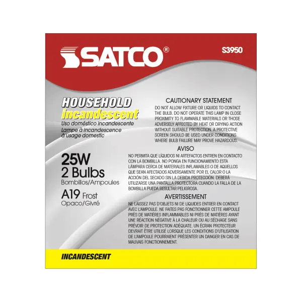 25 Watt A19 Incandescent - Frost - 2500 Average rated hours - 180 Lumens - Medium base - 130 Volt - 2/Pack - Image 3