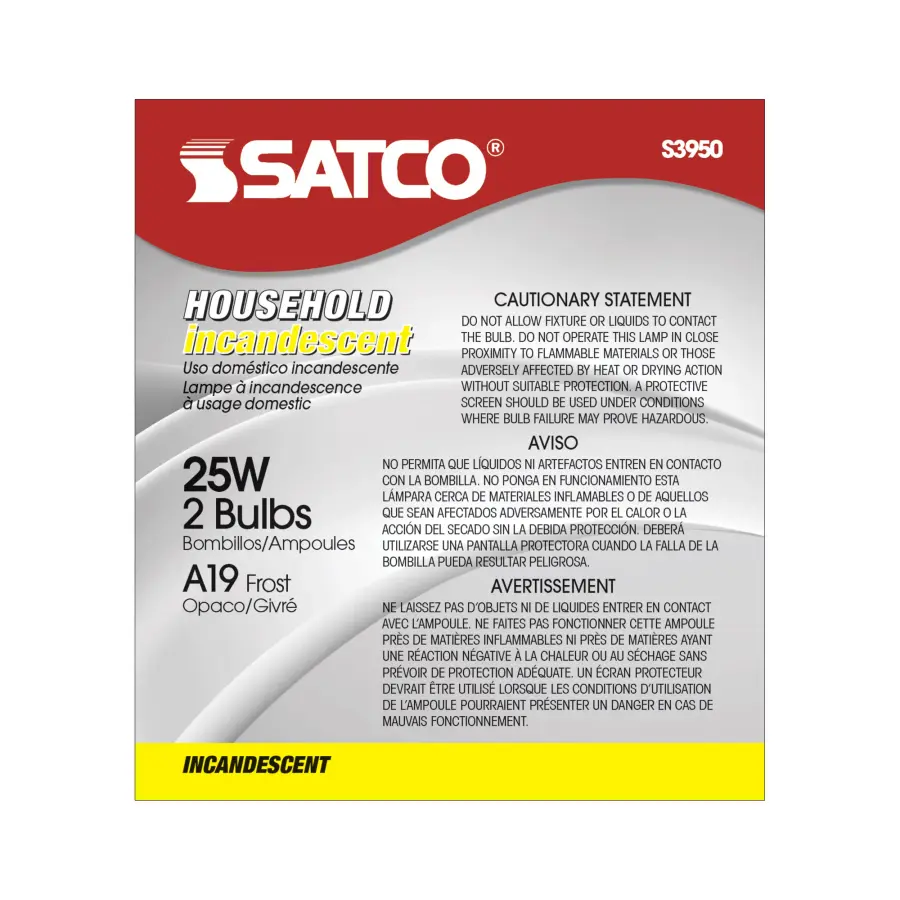 25 Watt A19 Incandescent - Frost - 2500 Average rated hours - 180 Lumens - Medium base - 130 Volt - 2/Pack - Image 3