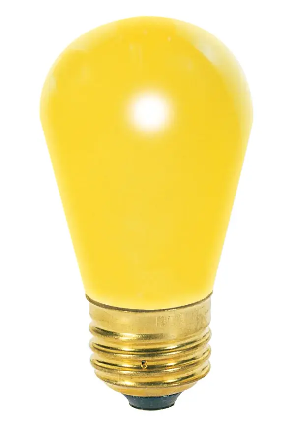 11 Watt S14 Incandescent - Ceramic Yellow - 2500 Average rated hours - Medium base - 130 Volt