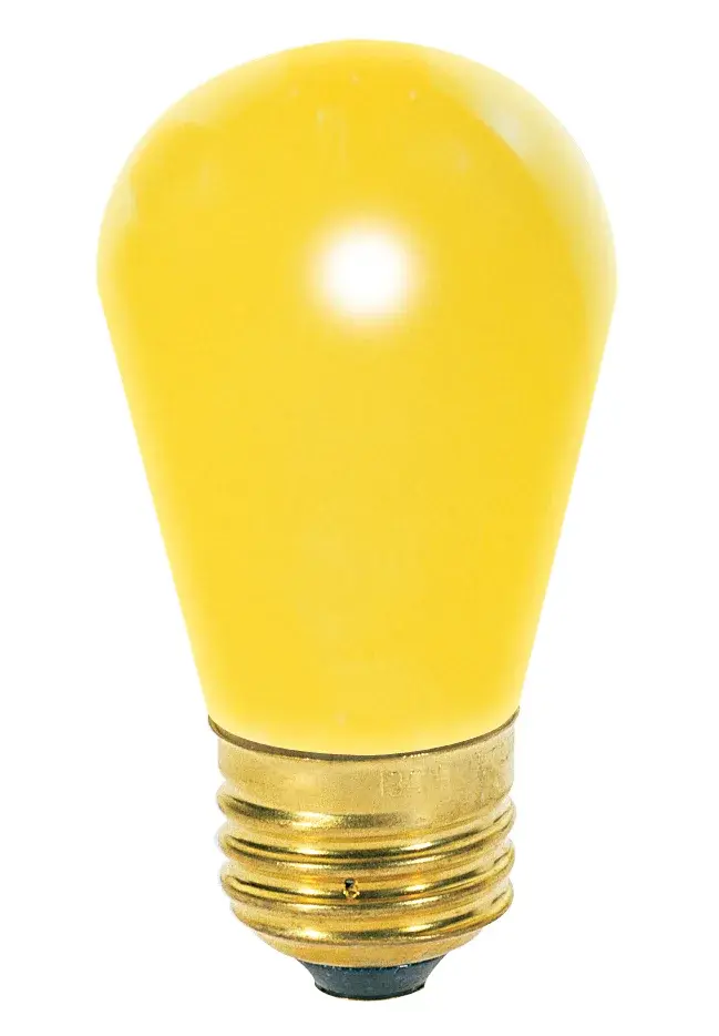 11 Watt S14 Incandescent - Ceramic Yellow - 2500 Average rated hours - Medium base - 130 Volt