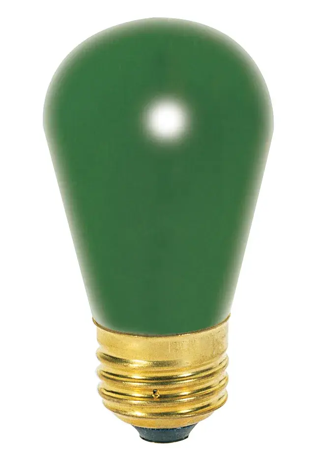 11 Watt S14 Incandescent - Ceramic Green - 2500 Average rated hours - Medium base - 130 Volt