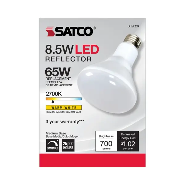 8.5 Watt - BR30 LED - 2700K - 80 CRI - Medium Base - 120 Volts - Dimmable - 48-pack - Image 5