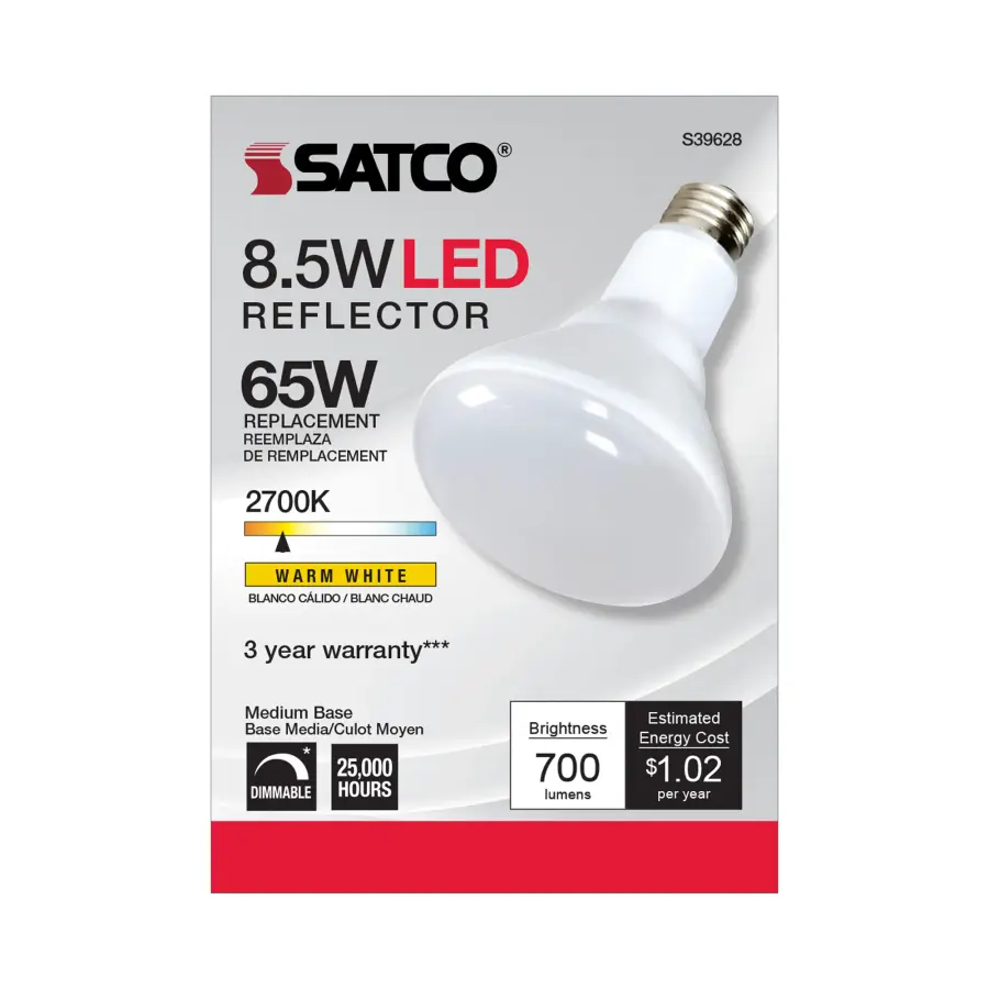 8.5 Watt - BR30 LED - 2700K - 80 CRI - Medium Base - 120 Volts - Dimmable - 48-pack - Image 5