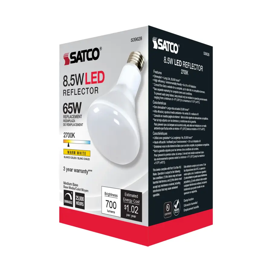 8.5 Watt - BR30 LED - 2700K - 80 CRI - Medium Base - 120 Volts - Dimmable - 48-pack - Image 9