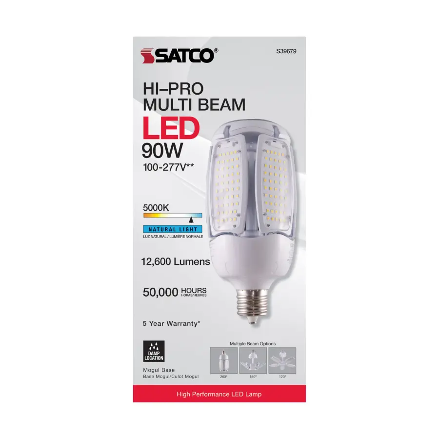 90 Watt LED HID Replacement - 5000K - Mogul Extended base - Adjustable Beam Angle - Type B Ballast Bypass -100-277 Volt - Image 5