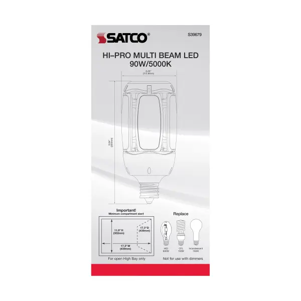 90 Watt LED HID Replacement - 5000K - Mogul Extended base - Adjustable Beam Angle - Type B Ballast Bypass -100-277 Volt - Image 7