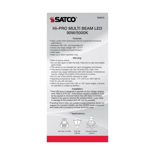 90 Watt LED HID Replacement - 5000K - Mogul Extended base - Adjustable Beam Angle - Type B Ballast Bypass -100-277 Volt - Image 8